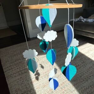 Colorful Felt Mobile with Clouds and Raindrops